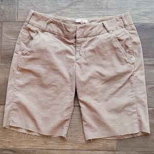 Joie Tan Corduroy Raw Hem Bermuda Shorts, 30